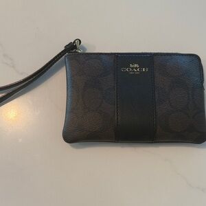 Coach Brown and Black Leather C Wristlet